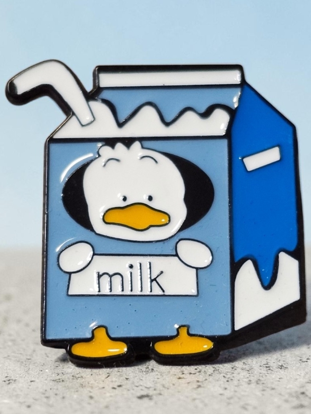 Sanrio Pekkle Milk Duck Carton Cosplay Brooch NEW
